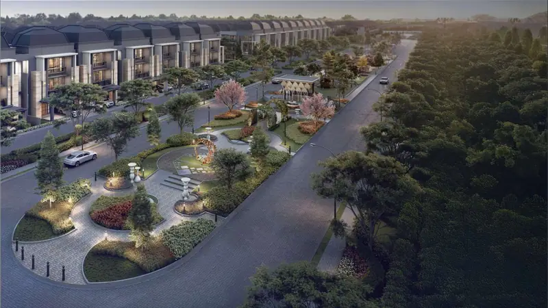 Pemandangan udara taman The Graceley Park di The Armont