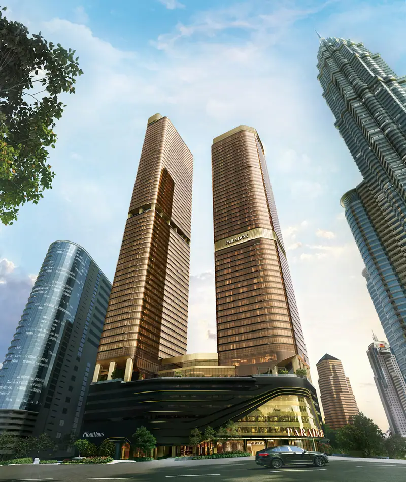 Menara CloutHaus dari permukaan jalan