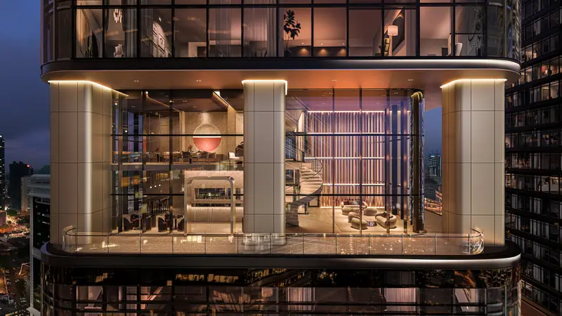 Sky lounge deck dengan pemandangan Menara Kembar