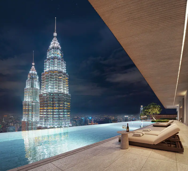 Sky Pool di lantai 63A menghadap langsung Menara Kembar Petronas
