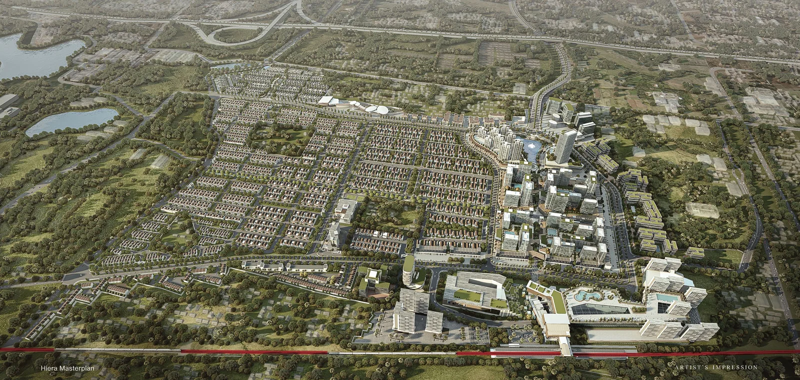 Peta induk (masterplan) Hiera BSD City dari udara
