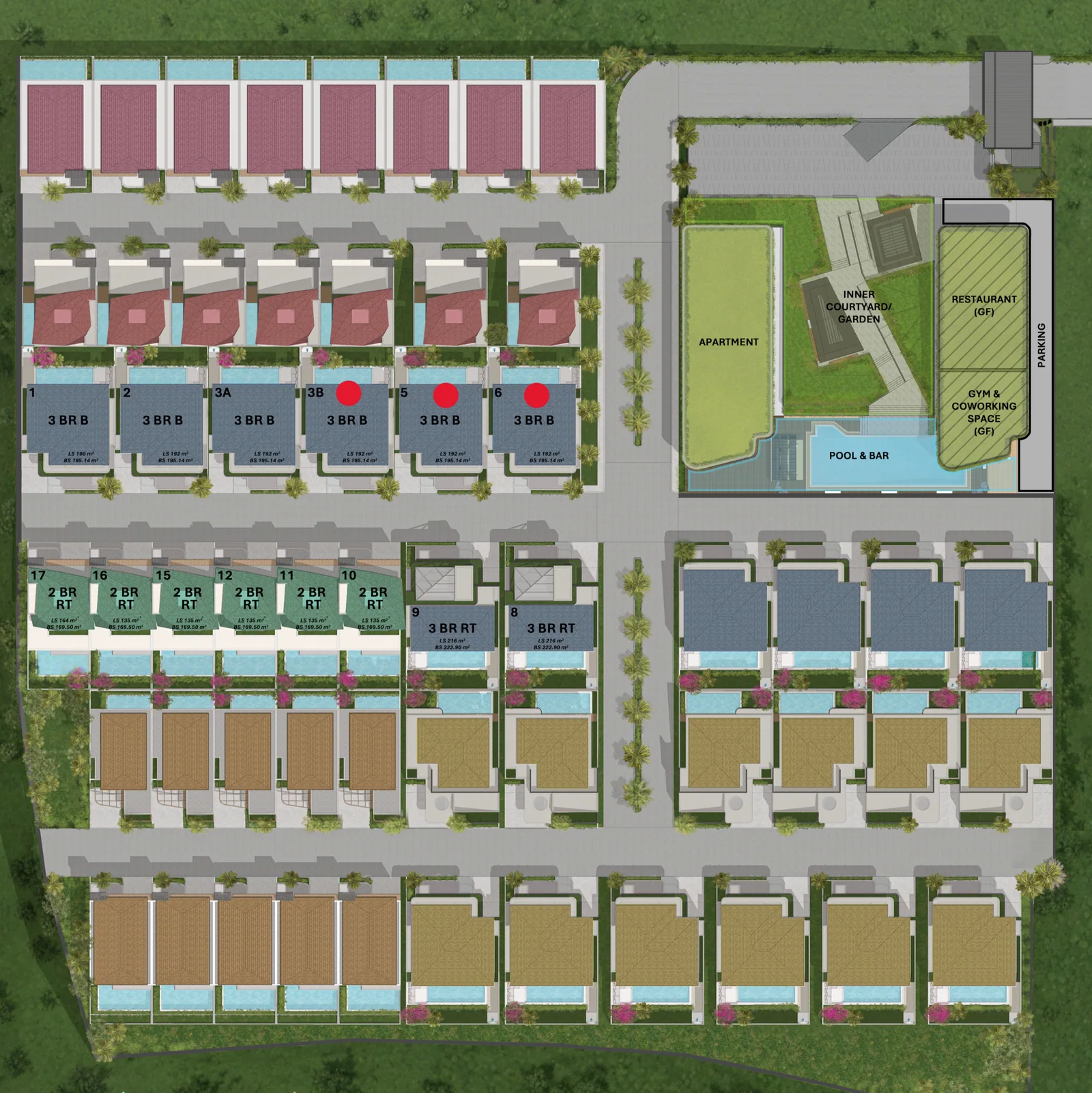 Siteplan kawasan Kana Hills Ungasan dengan nomor kavling