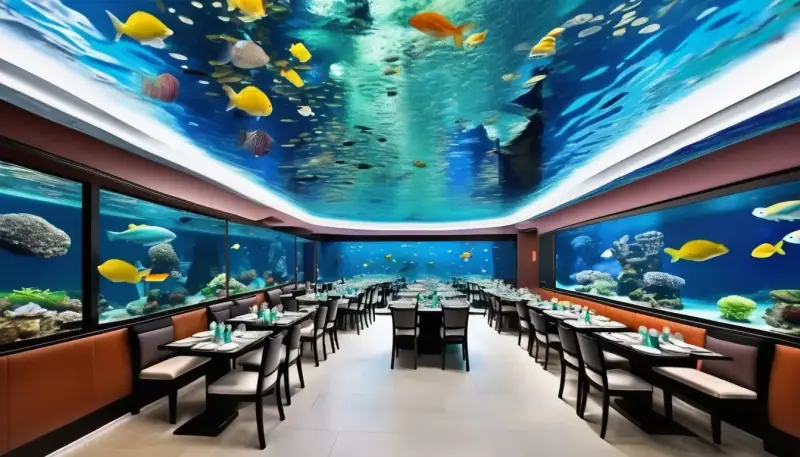 The aquarium-themed fine dining restaurant at Lexis Hibiscus 2