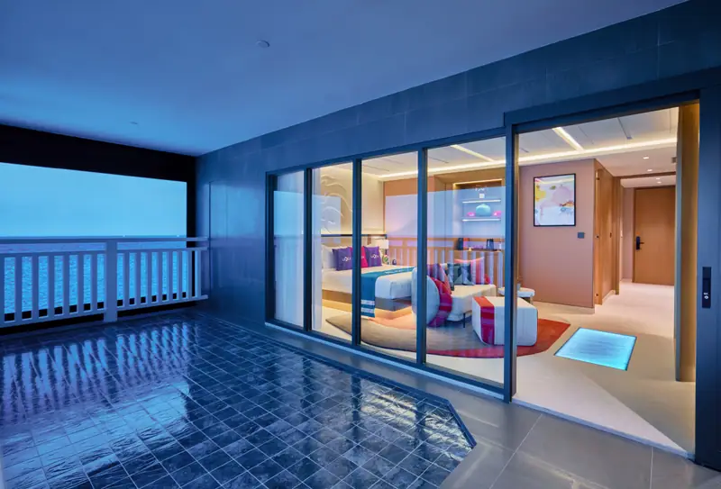 The Type A private pool seen from inside the villa