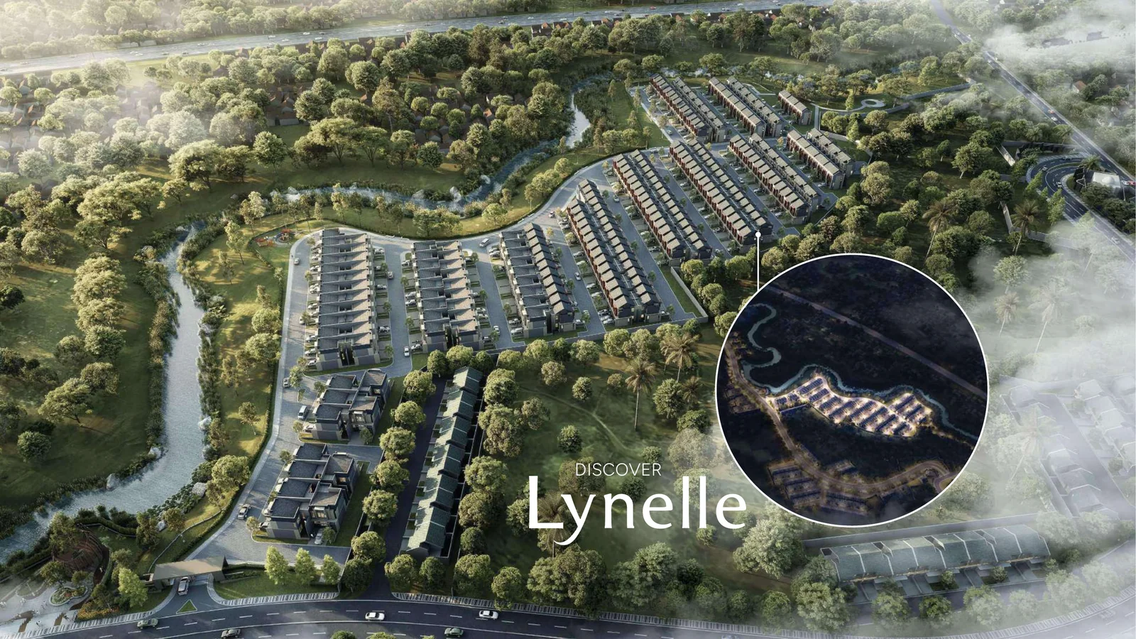 Peta induk (masterplan) cluster Lynelle dari udara